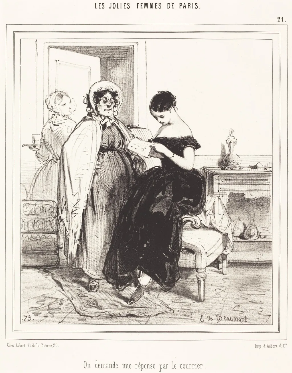On demande une réponse par le courrier, by Aubert, ink, 1854