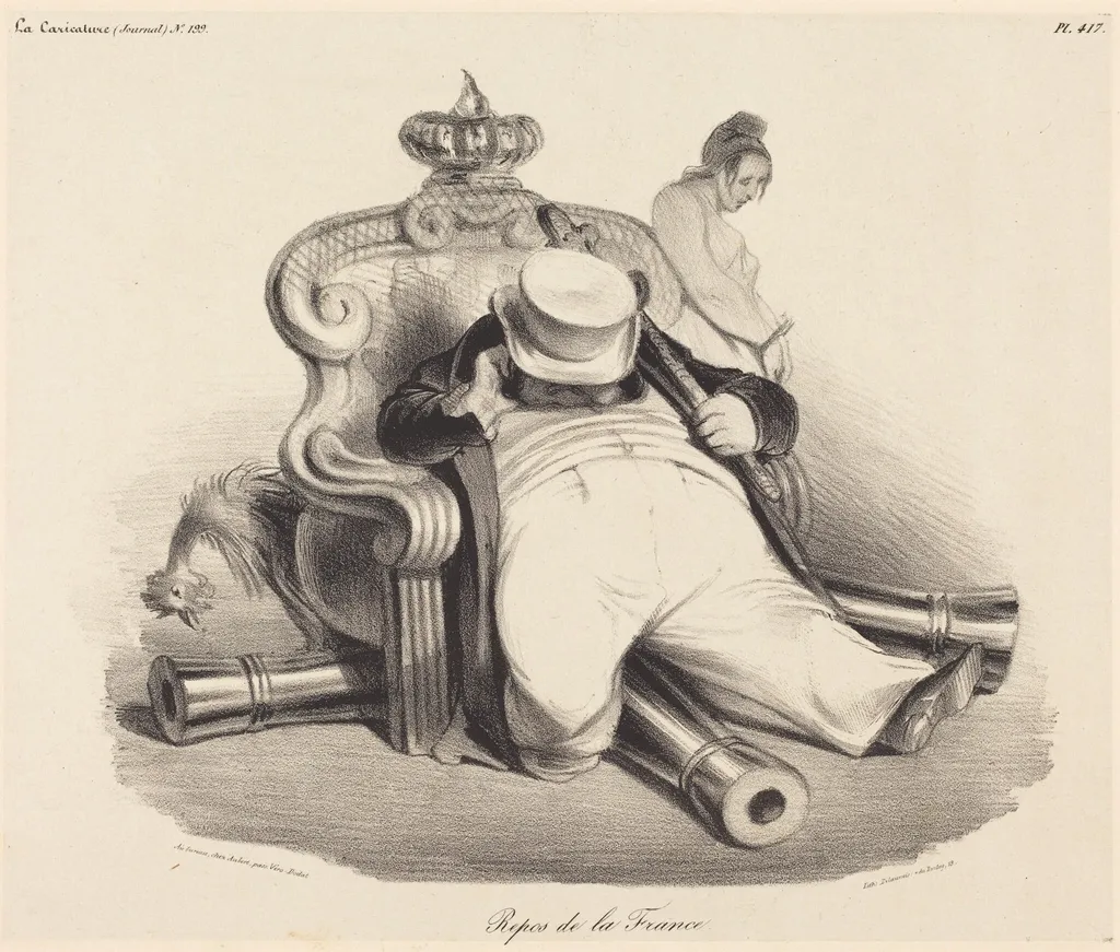 Repos de la France, by Aubert, ink, 1834