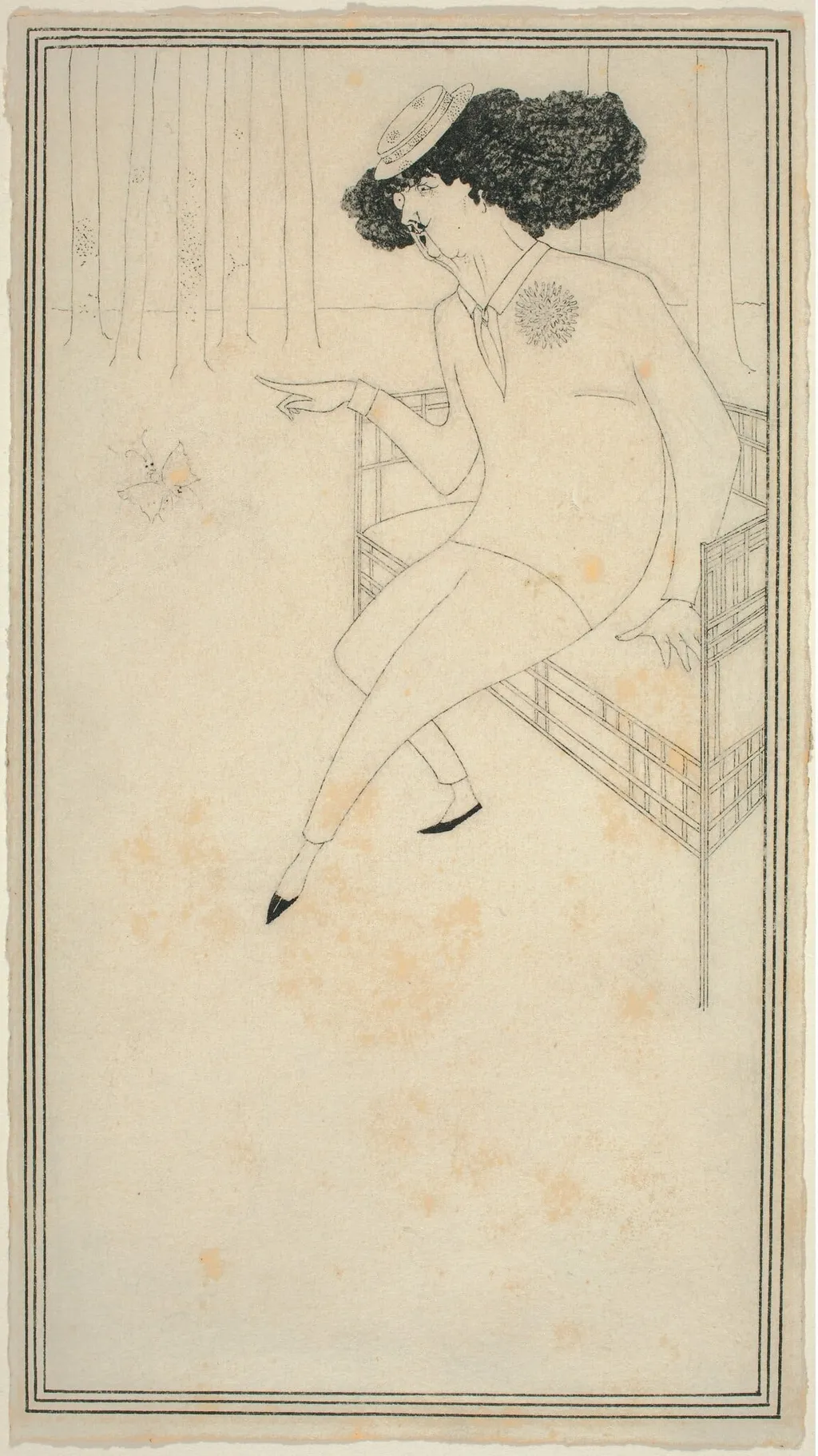 Caricature of J.M. Whistler, by Aubrey Beardsley, ink, 1885