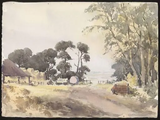 'A track on the edge of a wood' and 'Study of trees', by Audrey Penn
