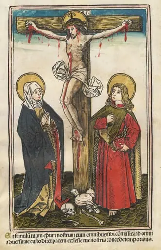 Christ on the Cross with the Virgin and Saint John, by Augsburg 15th Century