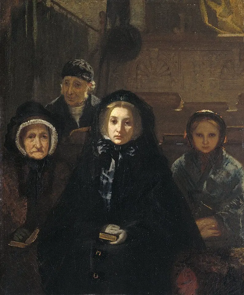 Early to Church, by August Allebé