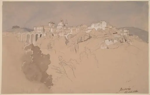 Ariccia Seen from across a Valley, by August Christian Geist