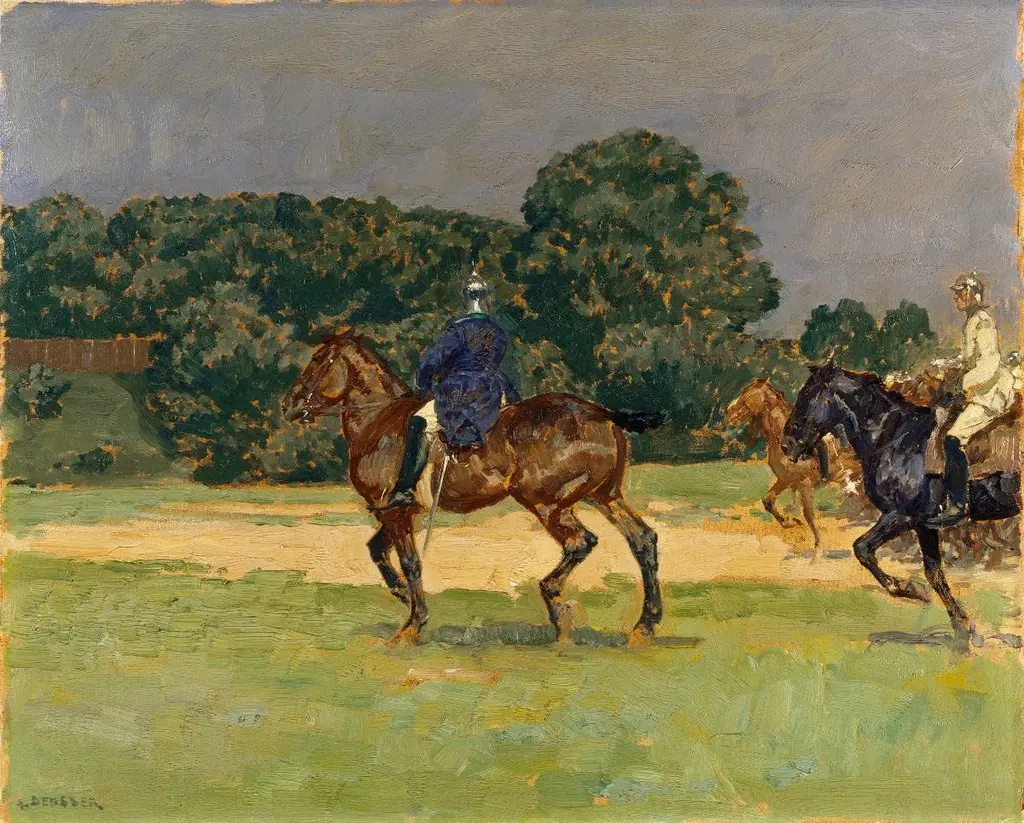 Kürassiere im Trabe, by August Deusser
