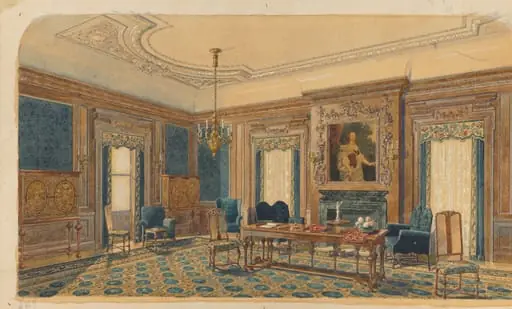 Sketch of Interior Design, by August Frederick Biehle, Sr.
