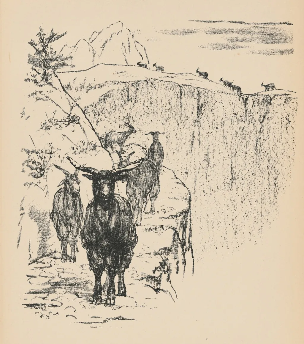 Ziegen (Goats) from Deutsche Graphiker der Gegenwart (German Printmakers of Our Time), by August Gaul, ink, 1916