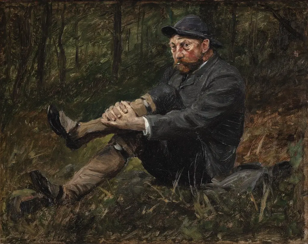 Arkitekten Thorvald Bindesbøll i en granskov på Kullen, by August Jerndorff