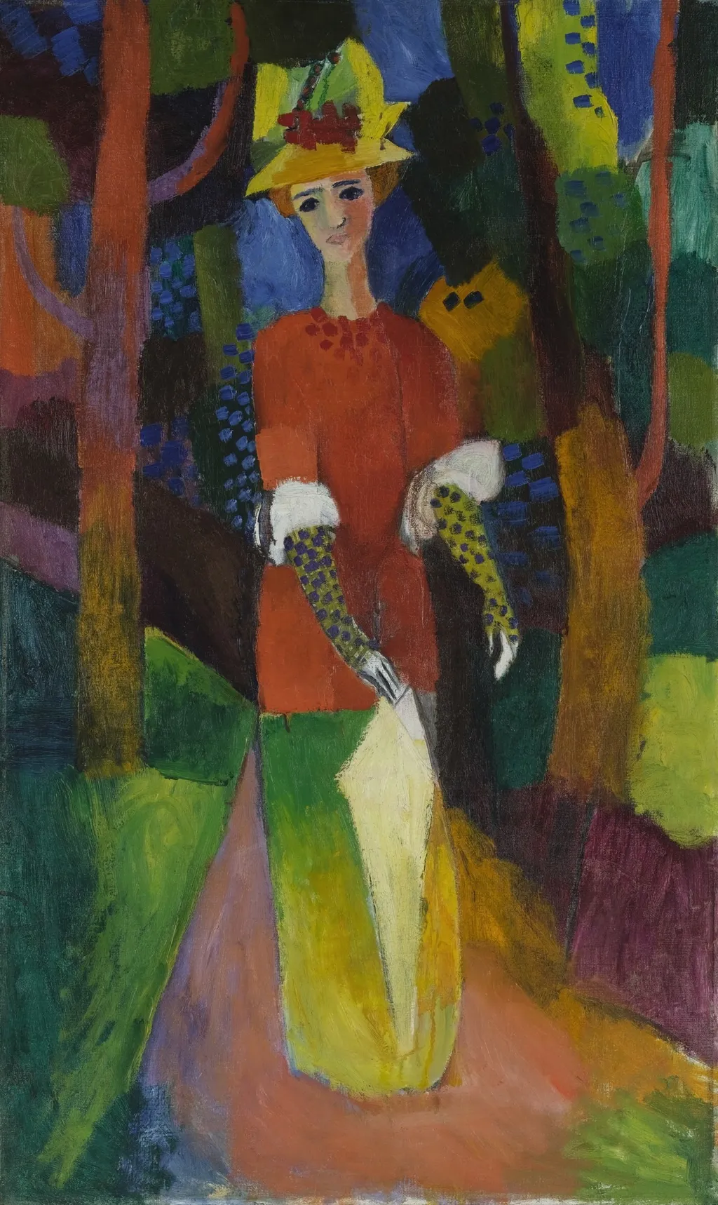 Lady in a Park, by August Macke, oil, 1914