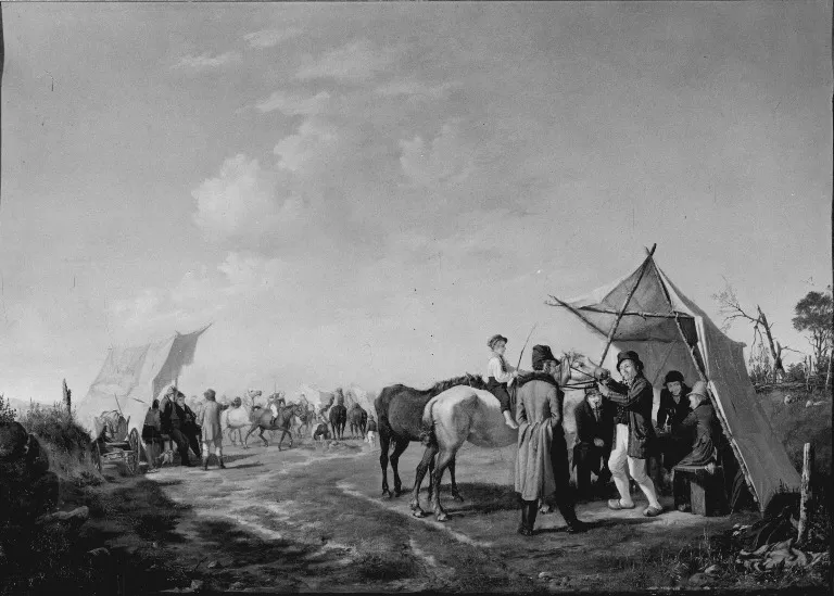 Et sjællandsk hestemarked, by August Plum, oil, 1839