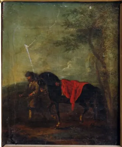 Cal murg închis și un grăjdar; pandant: Cal murg deschis și un grăjdar, by August Querfurt