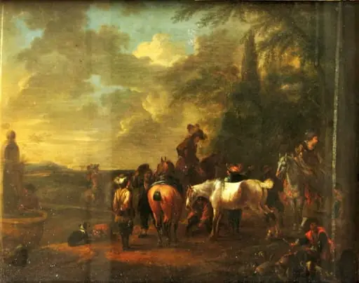 Întoarcerea de la vânătoare; pandant: Plecarea la vânătoare, by August Querfurt
