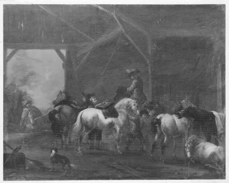 Pferde im Stall, by August Querfurt