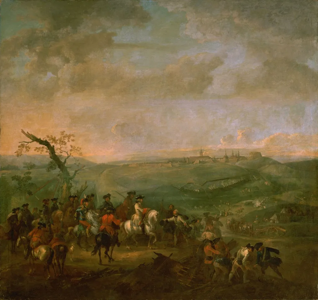 The blocking of Prague by the Austrians under Grand Duke Francis Stephen of Lorraine and Toscana during the War of the Austrian Succession, 1742, by August Querfurt, oil, 1742