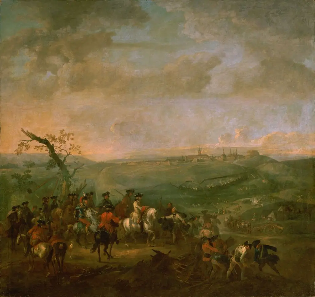 The blocking of Prague by the Austrians under Grand Duke Francis Stephen of Lorraine and Toscana during the War of the Austrian Succession, 1742, by August Querfurt