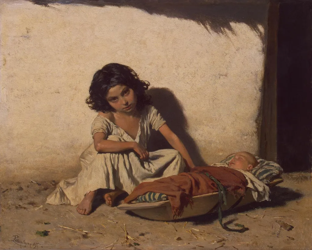 Gipsy Children, by August von Pettenkofen, oil, 1855