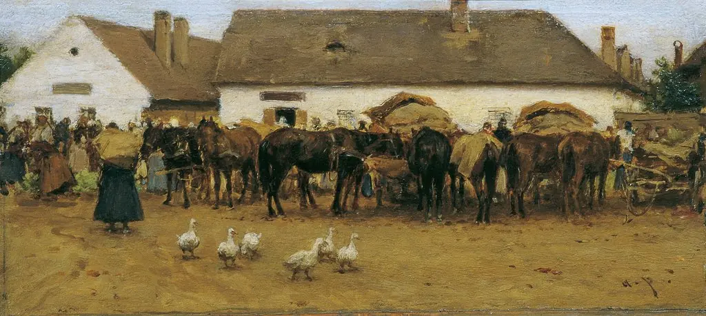 Market in Szolnok, by August von Pettenkofen