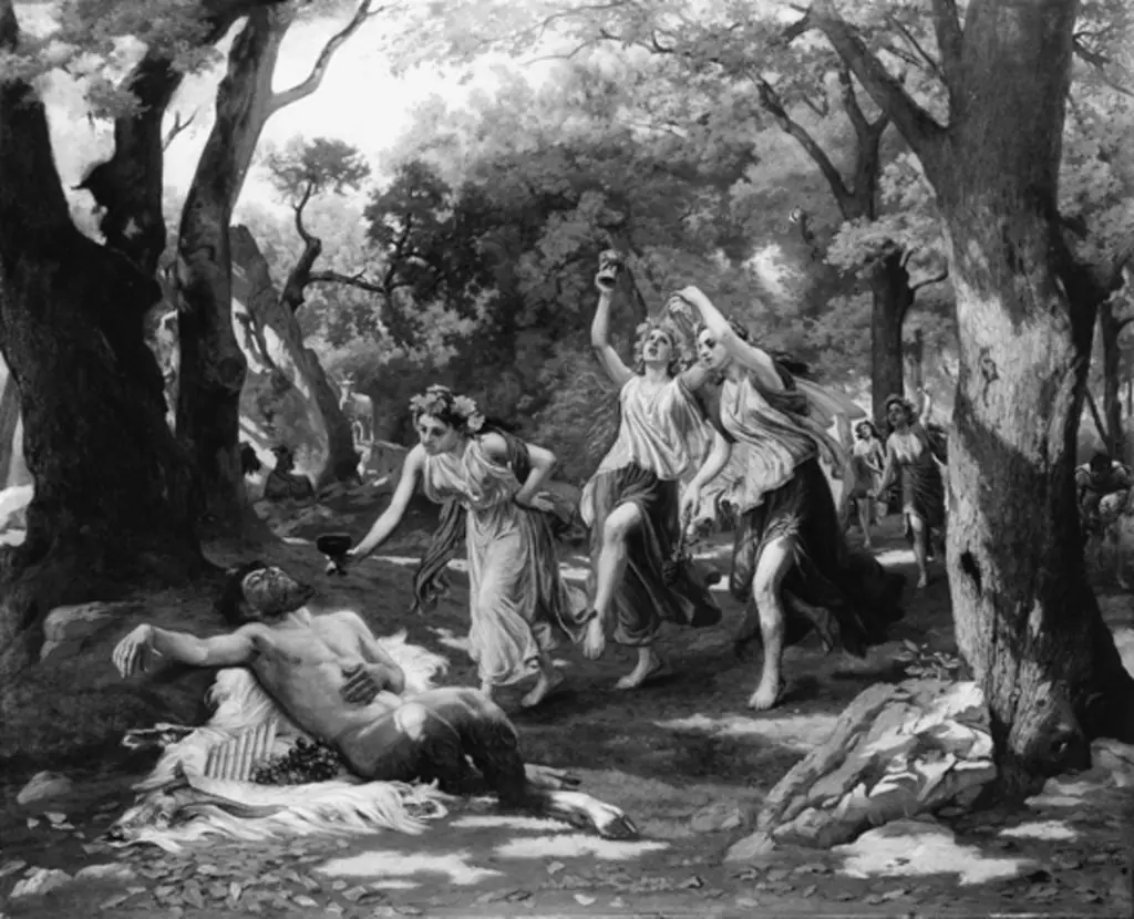 Pan und Bacchantinnen, by August Weckesser