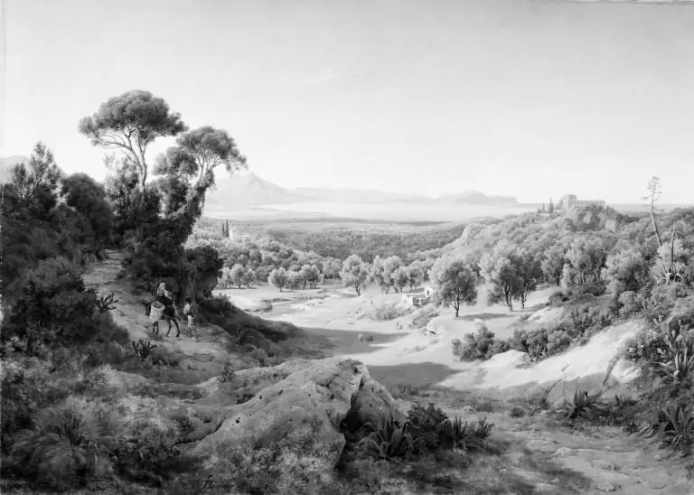 View from Bagheria towards Palermo and Monte Pellegrino, Sicily, by August Wilhelm Boesen