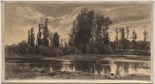 Gust of Wind on the Poplars, by Auguste Allongé
