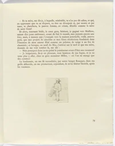 Frédéric Mistral: Mémoires et Recits by Frédéric Mistral: boy playing drum (page 79), by Auguste Brouet