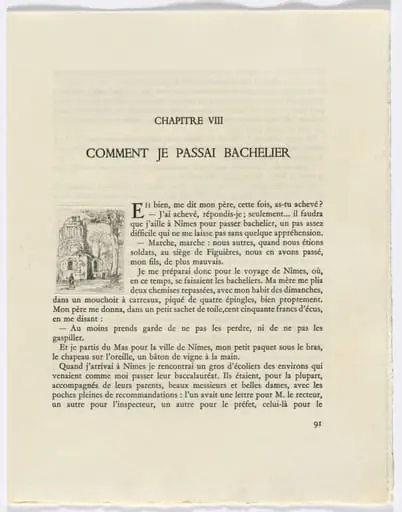 Frédéric Mistral: Mémoires et Recits by Frédéric Mistral: building and tree (page 91), by Auguste Brouet