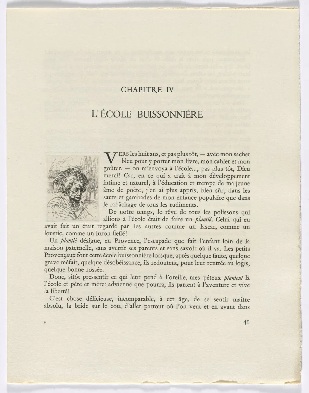 Frédéric Mistral: Mémoires et Recits by Frédéric Mistral: bust of a woman (page 41) DUPLICATE, by Auguste Brouet, 1937