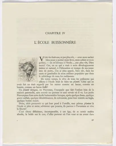 Frédéric Mistral: Mémoires et Recits by Frédéric Mistral: bust of a woman (page 41), by Auguste Brouet