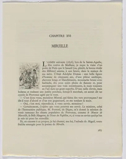 Frédéric Mistral: Mémoires et Recits by Frédéric Mistral: figures outside (page 187), by Auguste Brouet