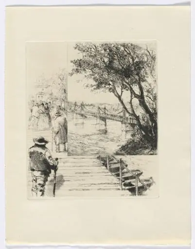 Frédéric Mistral: Mémoires et Recits by Frédéric Mistral: figures on a pier (insert after p.216), by Auguste Brouet