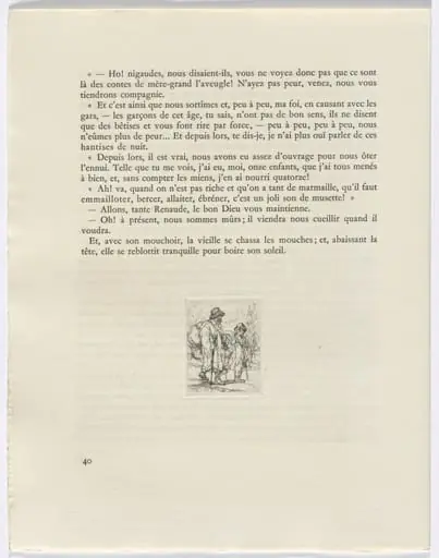 Frédéric Mistral: Mémoires et Recits by Frédéric Mistral: two figures walking (page 40), by Auguste Brouet