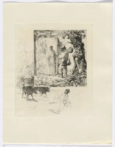 Frédéric Mistral: Mémoires et Recits by Frédéric Mistral: vagabond and monk/ landscape with cows (insert after 160), by Auguste Brouet