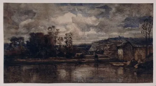 Landscape with pond, by Auguste Clément Joseph Herst
