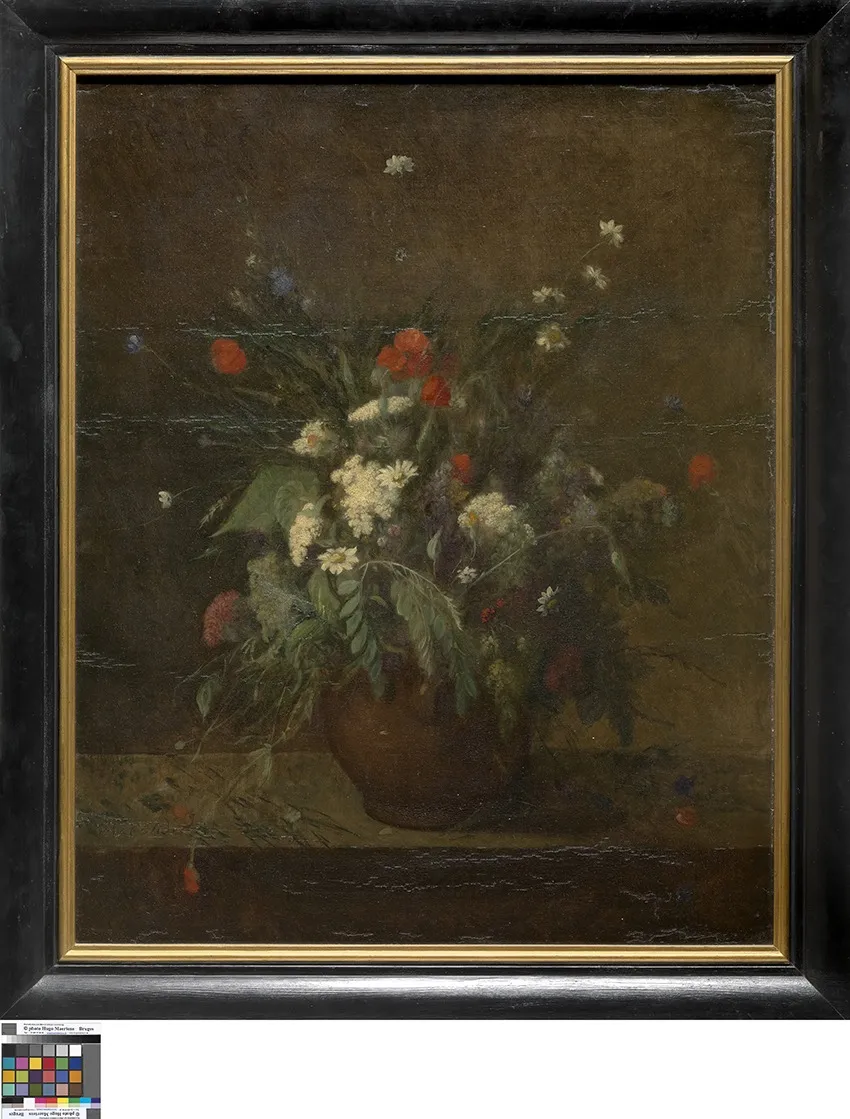 Still life with flowers, by Auguste Couder, oil, 1801