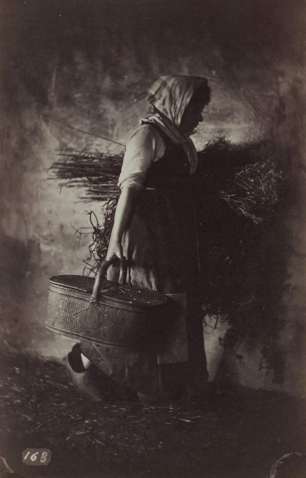 Female Peasant Carrying a Basket and Hay, by Auguste Giraudon, 1870
