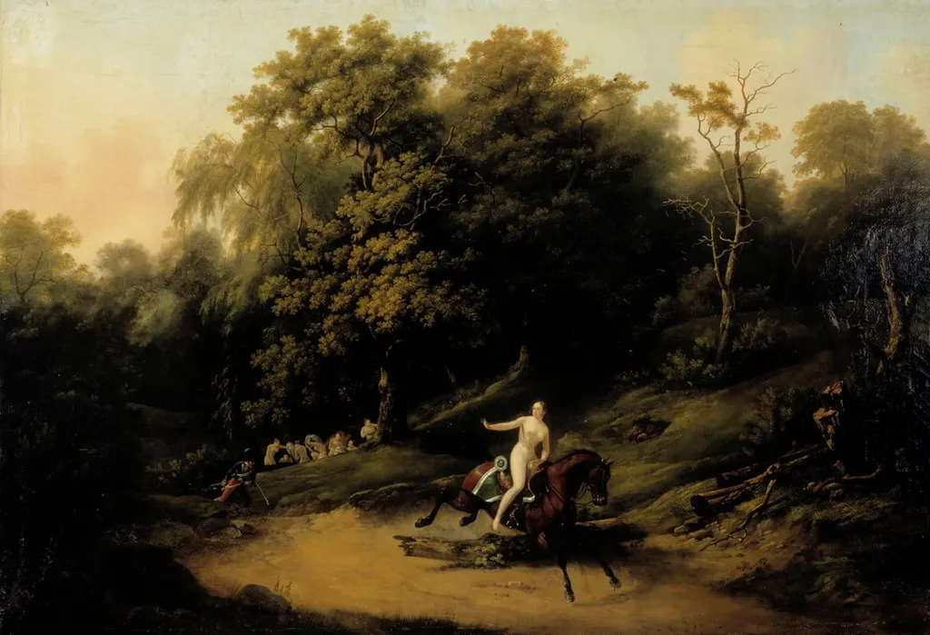 Ratsastava nainen ja husaari, by Auguste Joseph Desarnod vanhempi / den äldre / the Elder, unspecified