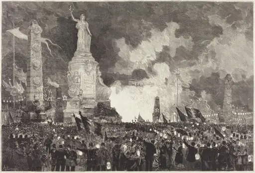 14 Juillet.  Illumination de la Place de la République, by Auguste Lepère
