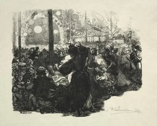 14 Juillet, Rue de Belleville, 10 heures, by Auguste Lepère