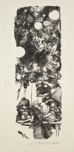 14 Juillet, Rue de Belleville, minuit, by Auguste Lepère