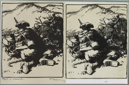 Alpins en ambuscade, by Auguste Lepère