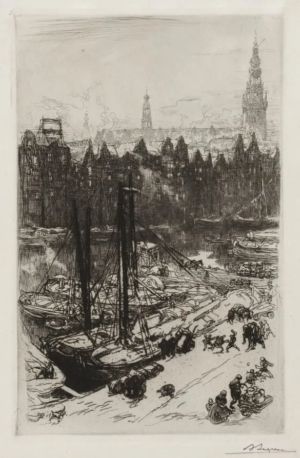 Amsterdam, vue de Victoria Hotel, by Auguste Lepère, 1901