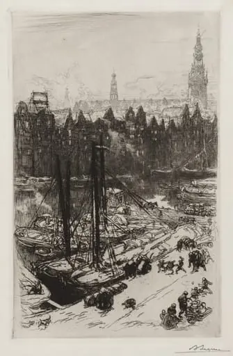 Amsterdam, vue de Victoria Hotel, by Auguste Lepère