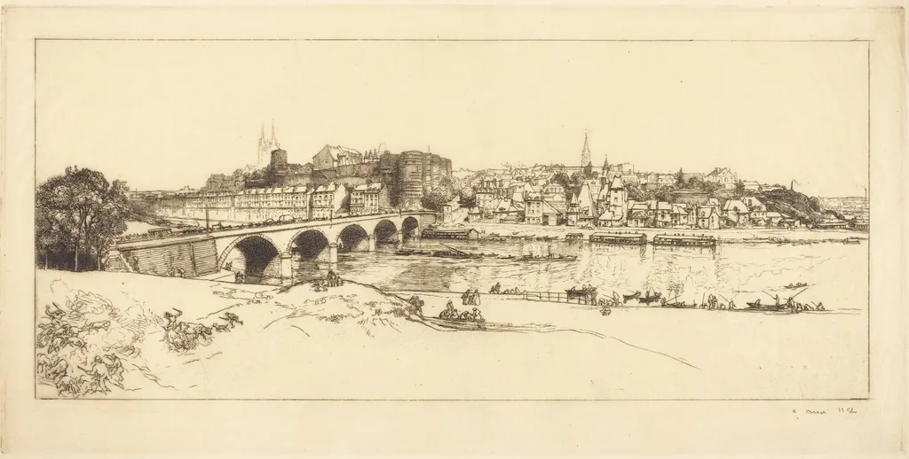 Angers - Panoramic View (Angers - Vue panoramique), by Auguste Lepère, ink, 1912