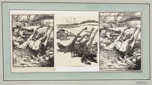 Après la bataille, chevaux morts, by Auguste Lepère
