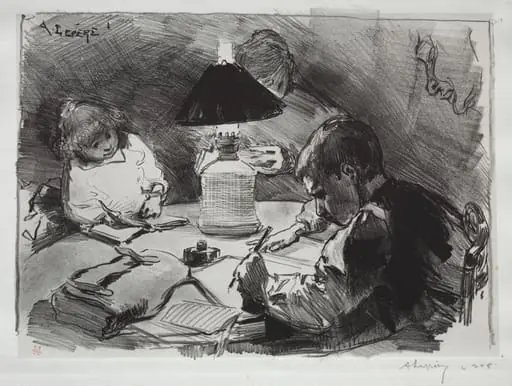 Around the Lamp, by Auguste Lepère