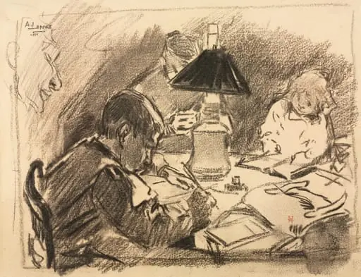 Around the Lamp, by Auguste Lepère