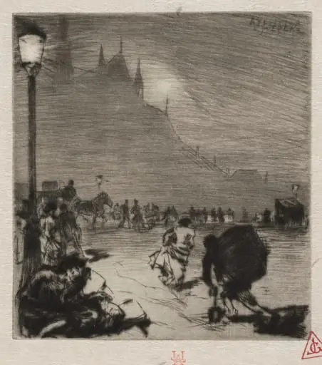 Au Coin du Pont-aux-Doubles, by Auguste Lepère
