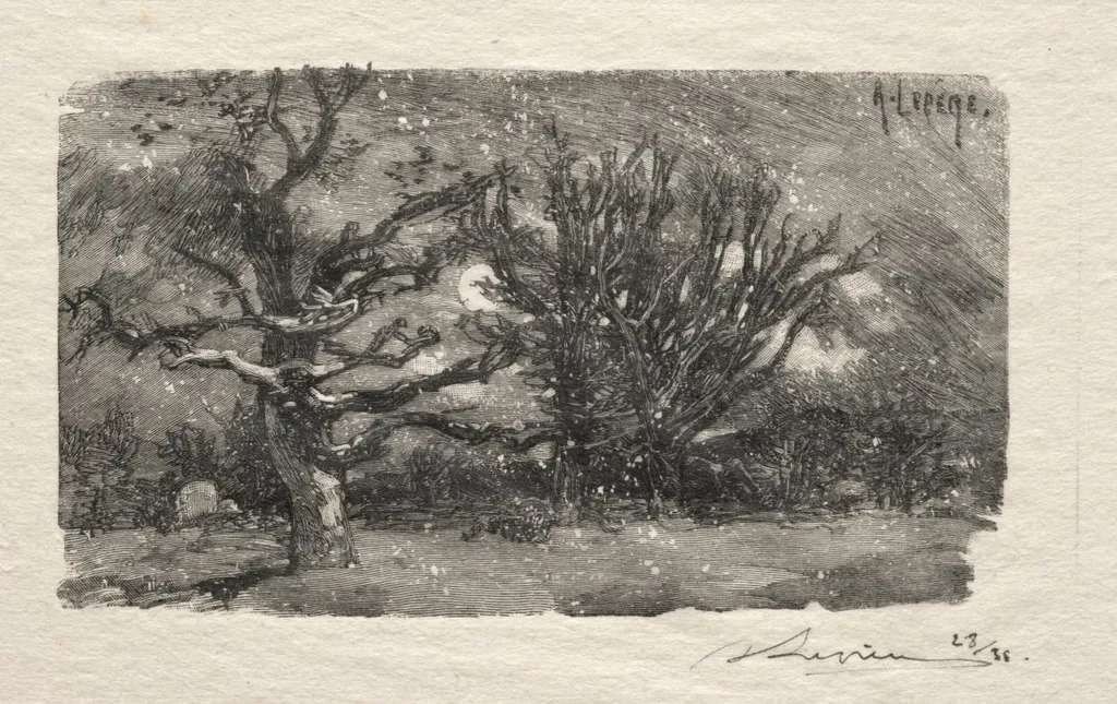 Au dormoir de Lantara, by Auguste Lepère, 1894