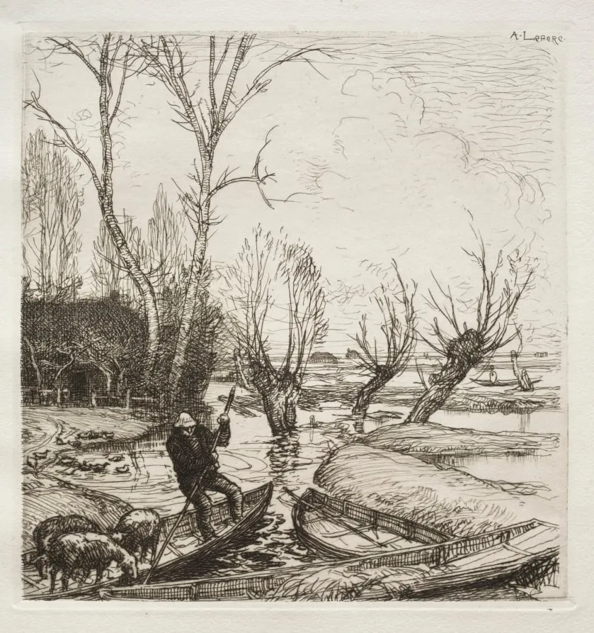 Au Marais Inondé: Le Bergère, by Auguste Lepère, 1894