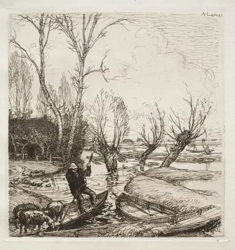 Au Marais Inondé: Le Bergère, by Auguste Lepère