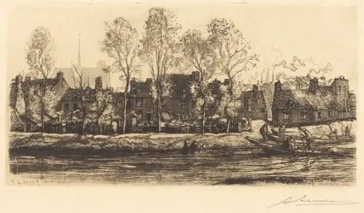 Banks of the Somme at Amiens (Bords de la Somme a Amiens), by Auguste Lepère